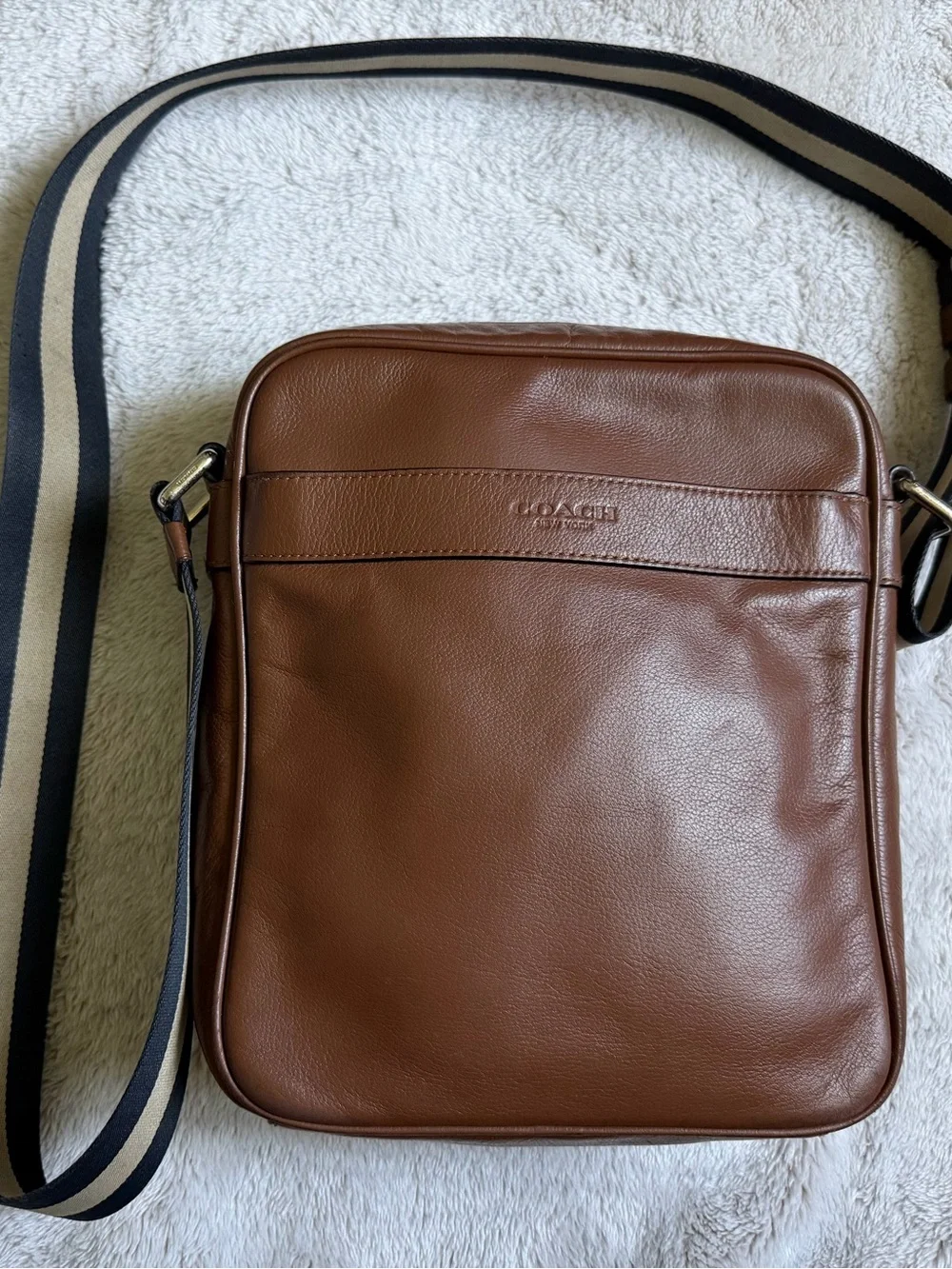 COACH CHARLES FLIGHT LEATHER BAG SADDLE